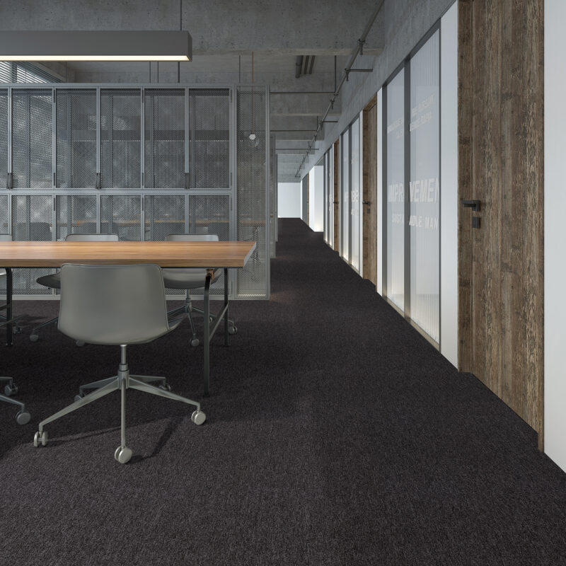 Heavy-duty commercial carpet tiles Airlay Corporate range in Graphite