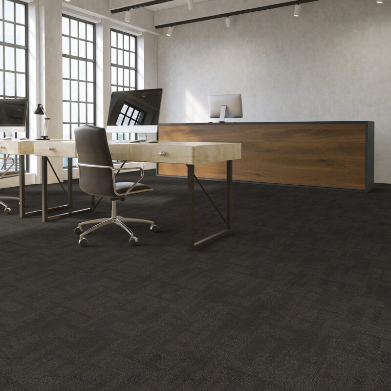 Solution dyed nylon Airlay Corporate carpet tile close-up texture